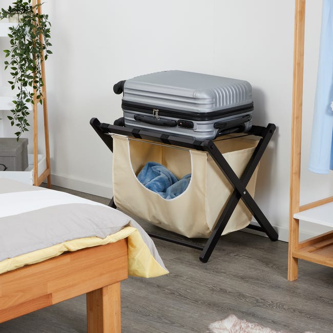 Portavaligie In Bambù RELAXDAYS - Pieghevole, 2 Ripiani, 50x60x37,5cm, Per Viaggi - Foto 3