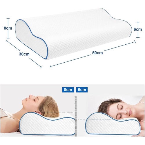 Almofada Cervical Viscoelástica, Antiácaros, Antialérgica, Respirável, Ortopédica, Forro Removível e Lavável 50x30x8/6 - 4
