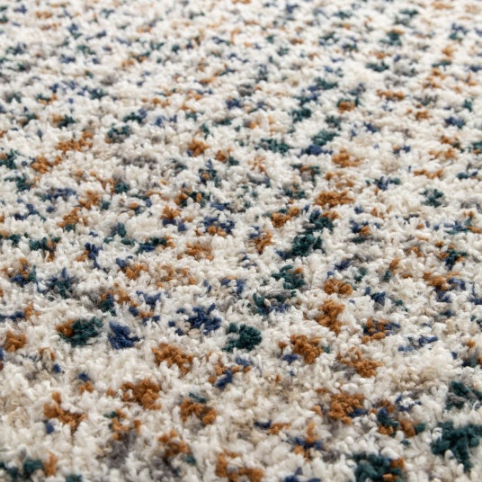 Tapis motif berbère à franges - Tribus du désert - Bleu touareg, camel - 200 x 290 cm - 3