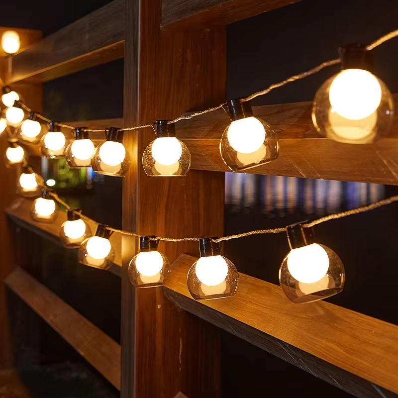 Luzes de corda para exterior de 10 m, Candeeiro de jardim à prova de água com 40 lâmpadas, Luzes de corda para decoração de Natal, luz quente 2700K - 3
