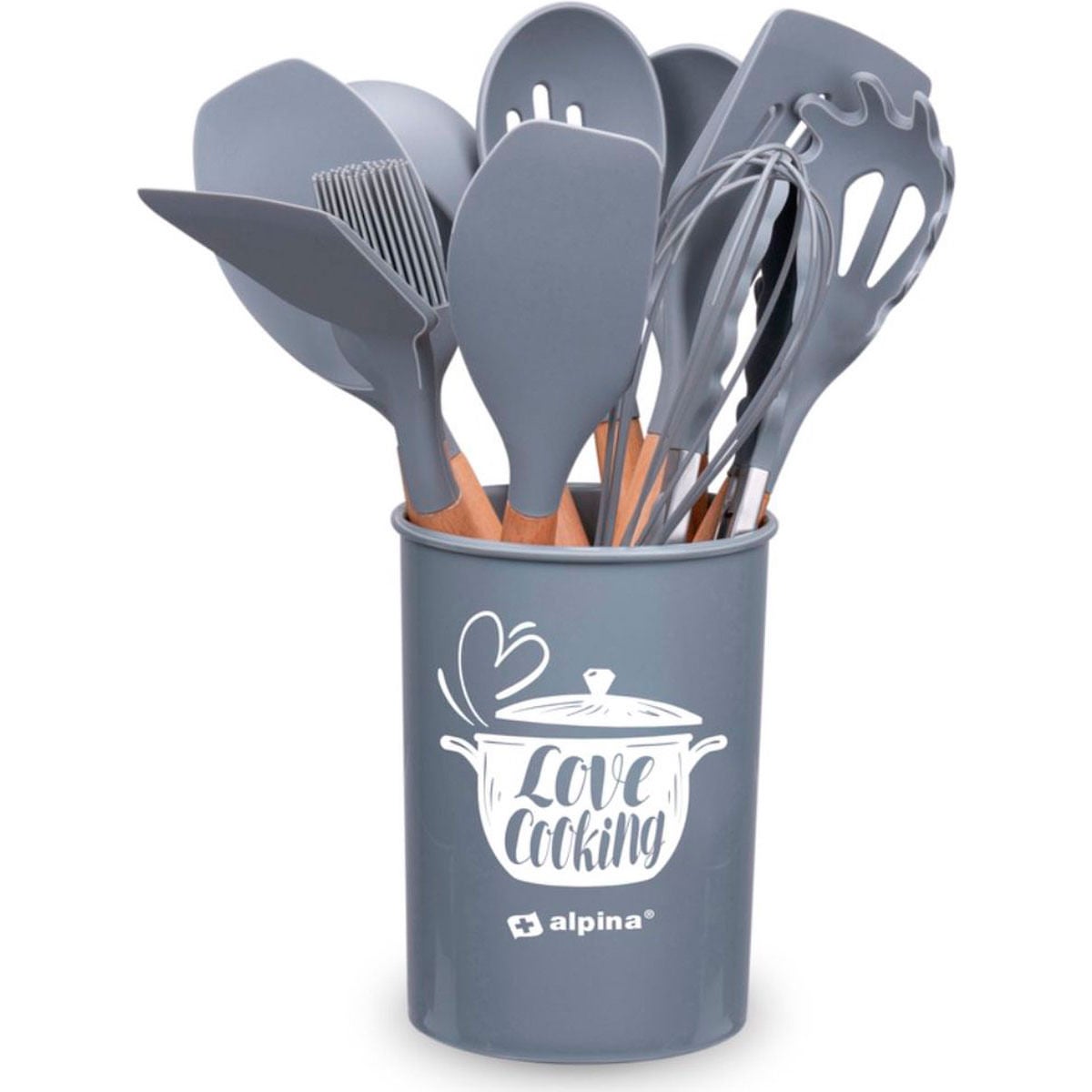 Set Utensili Cucina Silicone da 43 Pezzi. Set Mestoli Cucina Silicone è resistente alle alte temperature e antiaderente. Set Cucina Utensili color Kaki, lavabile in lavastoviglie