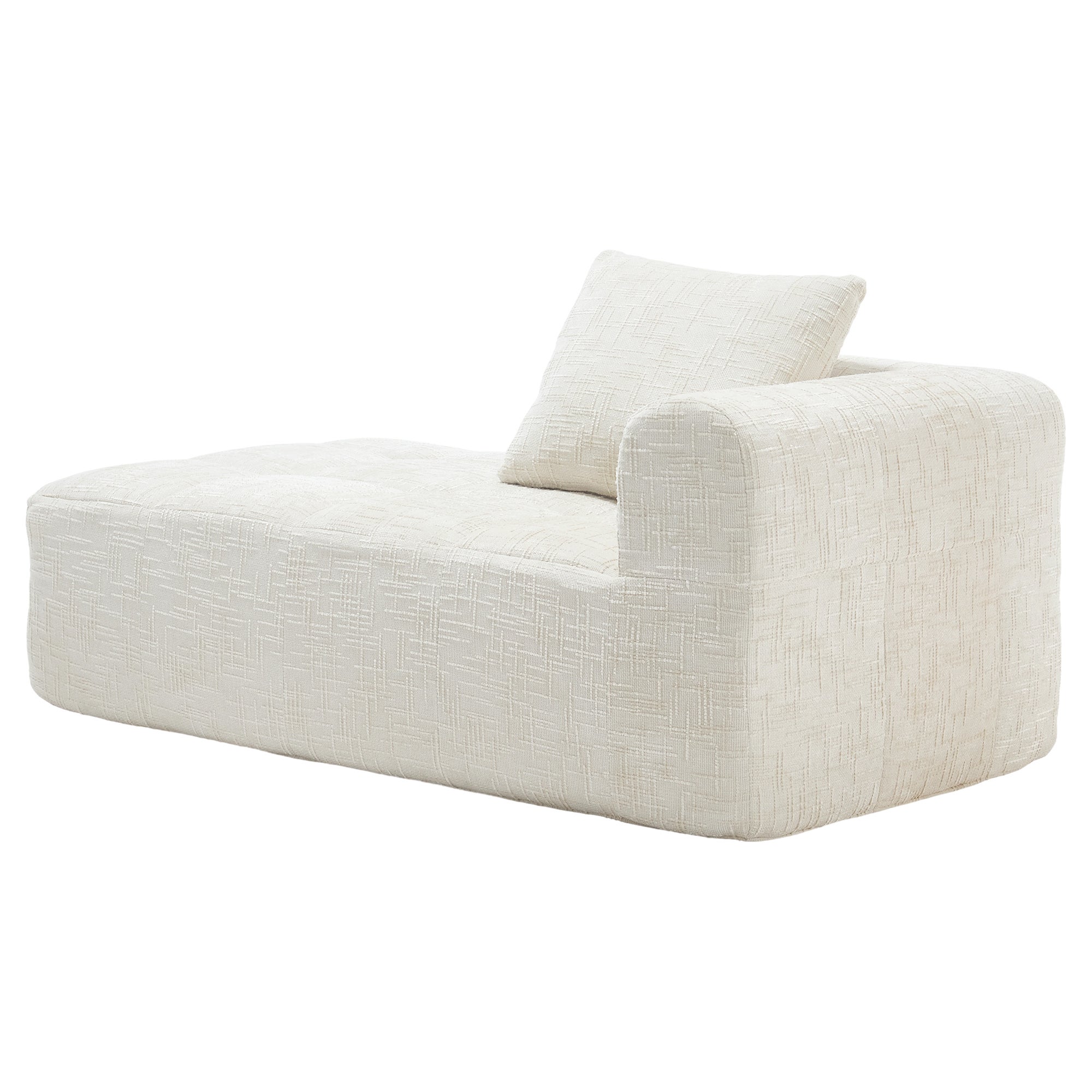 Canapé chaiselongue confortable - Canapé doux avec coussins, poches latérales pour télécommande et téléphone, design soigné et stylé - Beige - 7