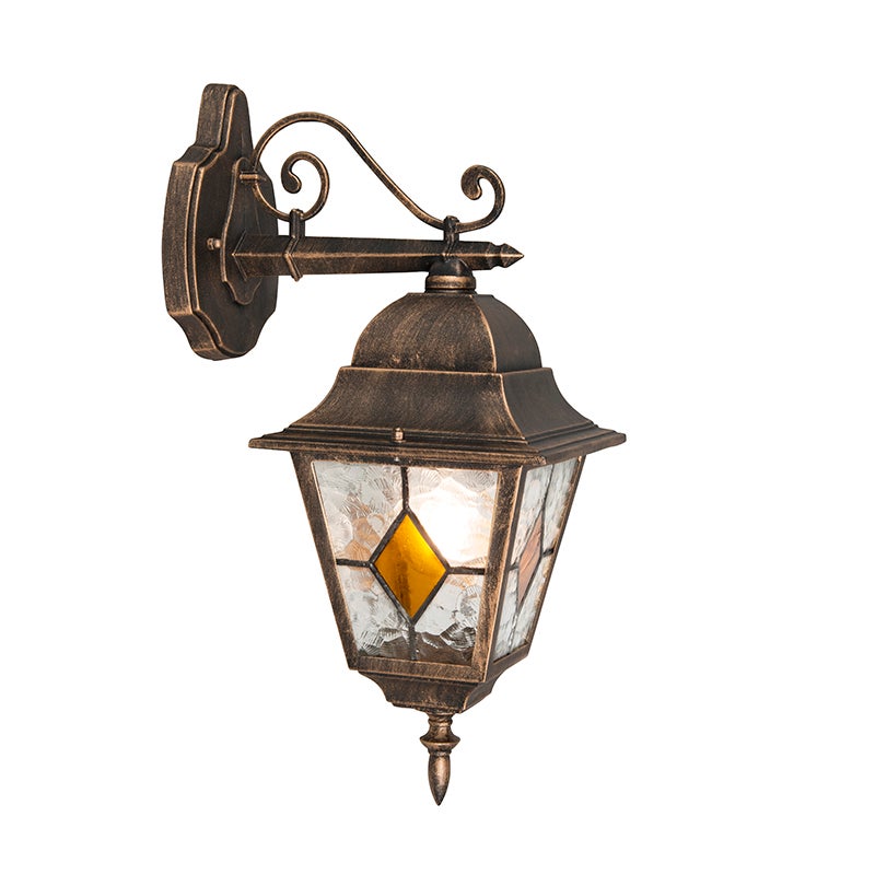 Antyczna zewnętrzna lampa ścienna brązowa - Antigua Down