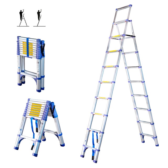 HOSTRÖM Escabeau 10 marches telescopique EXTENDACT10, Echelle telescopique 2.9m+2.6m, escabeau pliable télescopique, H max travail 4,4m, Garantie 5ans
