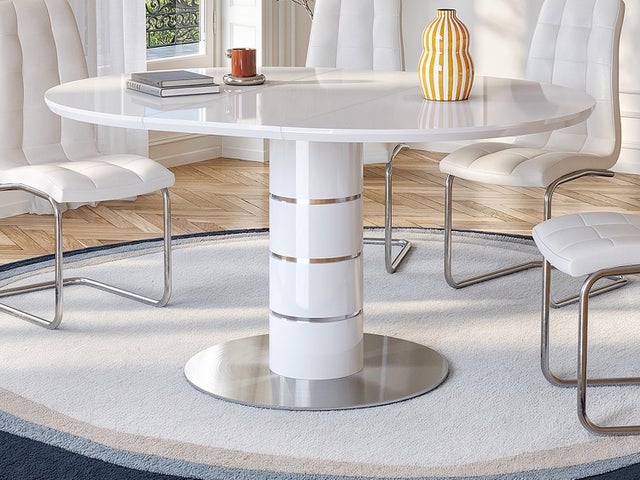 Mesa De Comedor Extensible Shally Dogan - De 90x60 Cm A 120x60 Cm, Blanca, Diseño Moderno Para Ahorrar Espacio