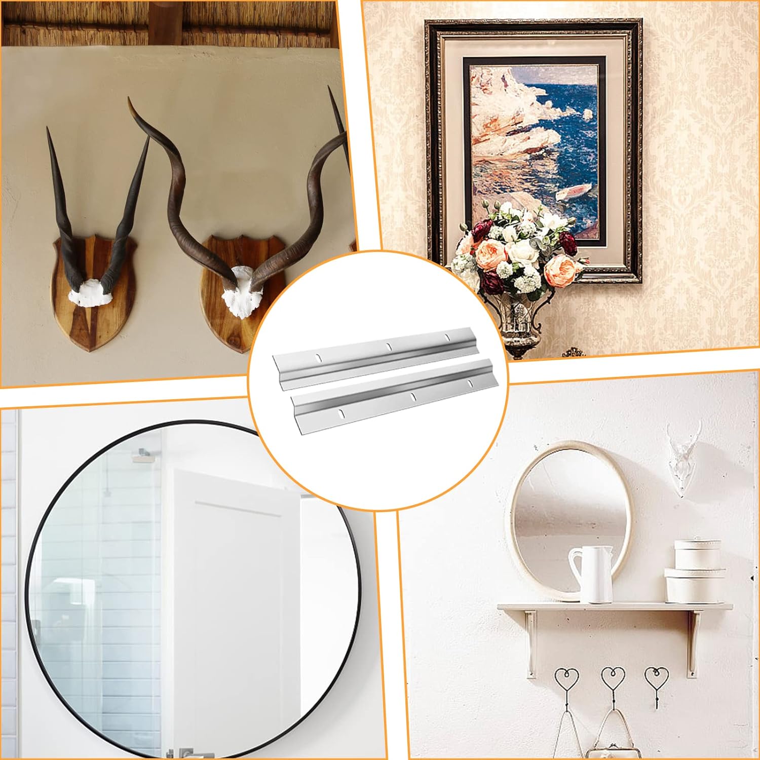 Rail Fixation Miroir Lourd Z Support de Montage Crochet Fixation Cadre Lourd Supports pour Photos Miroirs Connecteur Meubles - 5