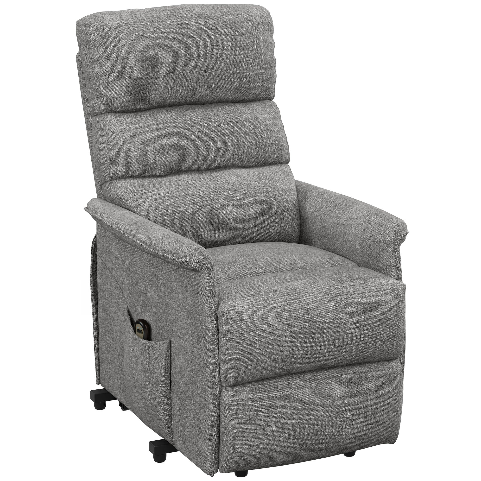 Fauteuil releveur électrique avec repose pied dossier inclinable télécommande et pochette gris - 2