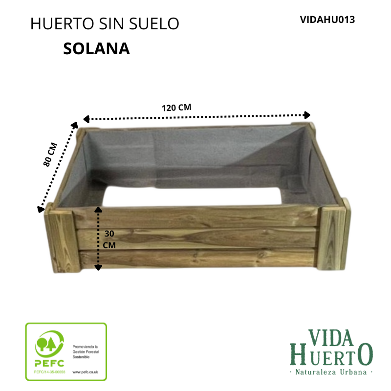 Coffre de Culture SOLANA Hauteur de 30 cm. Sans Base. VidaHuerto 120x80x30 cm - 3