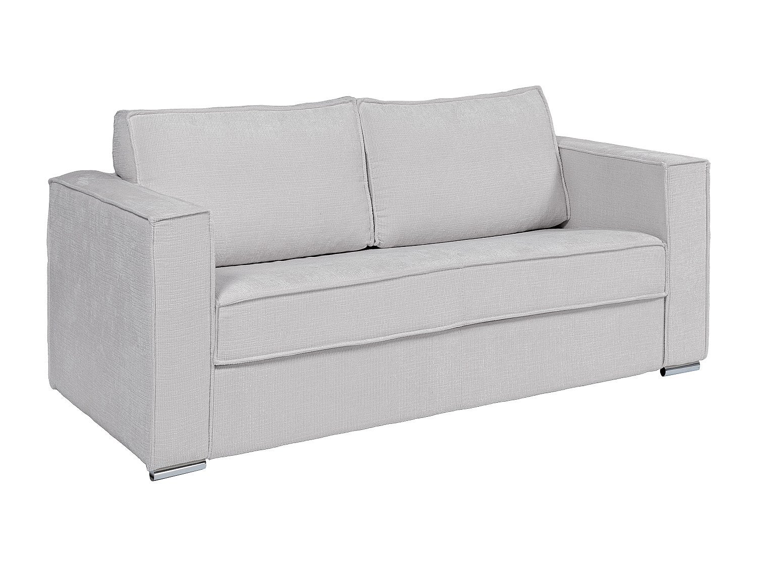 Kanapa 3-osobowa rozkładana z jasnoszarą szenilową tapicerką - Miejsce do spania z szerokimi listewkami 140 cm - Materac 18 cm - LORETO