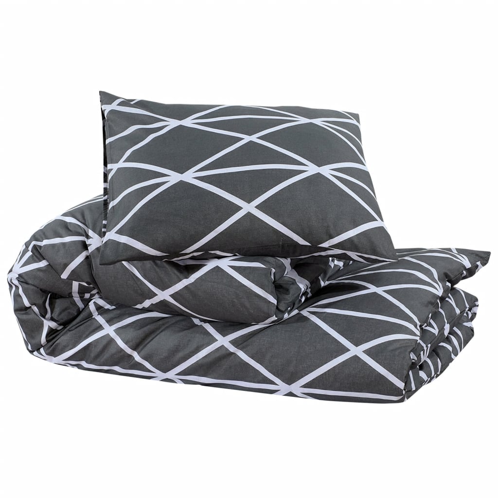 Conjunto de capa de edredão 200x200 cm algodão cinza vidaXL - 3