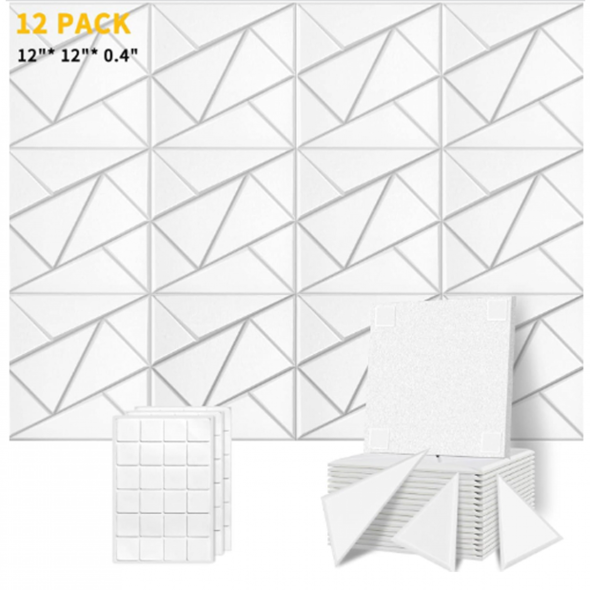 Lot De 4 Panneaux Acoustiques Plafond WAVE Blanc – Insonorisation & Diffusion Son, Kit Montage Inclus