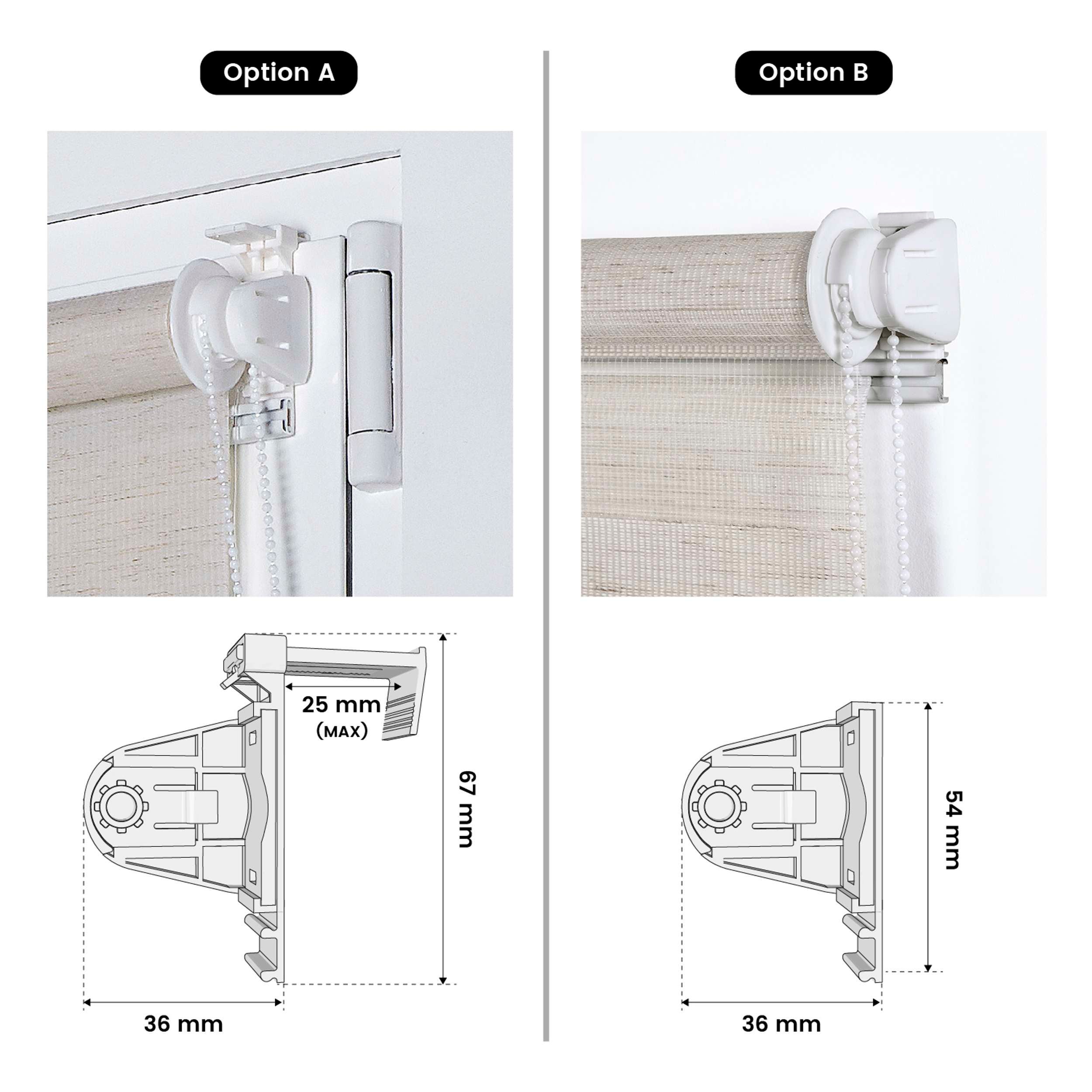Tenda a Rullo giorno / notte installazione senza foratura EasyFix Lino 45x180 cm - 7