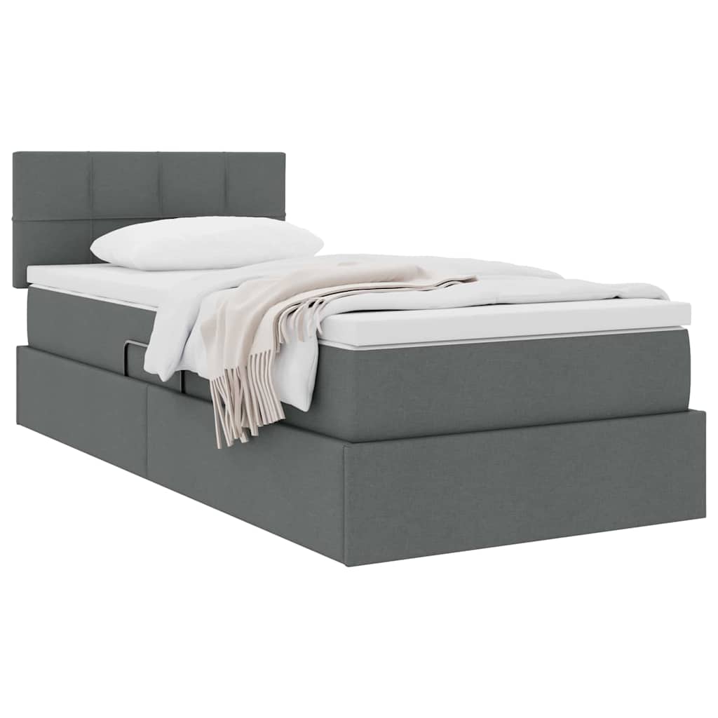 Lit de rangement avec matelas gris foncé 90 x 190 cm velours - 3