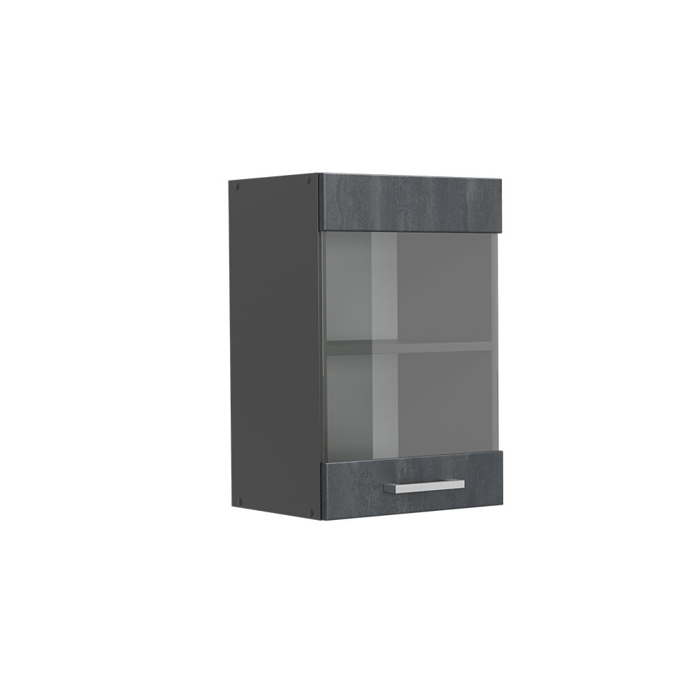 Vicco Szklana szafka kuchenna R-Line, Czarny beton, 40 cm