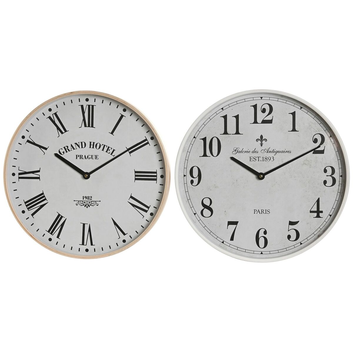 Reloj de pared home esprit blanco cristal madera mdf 40 x 4,5 x 40 cm (2 unidades)