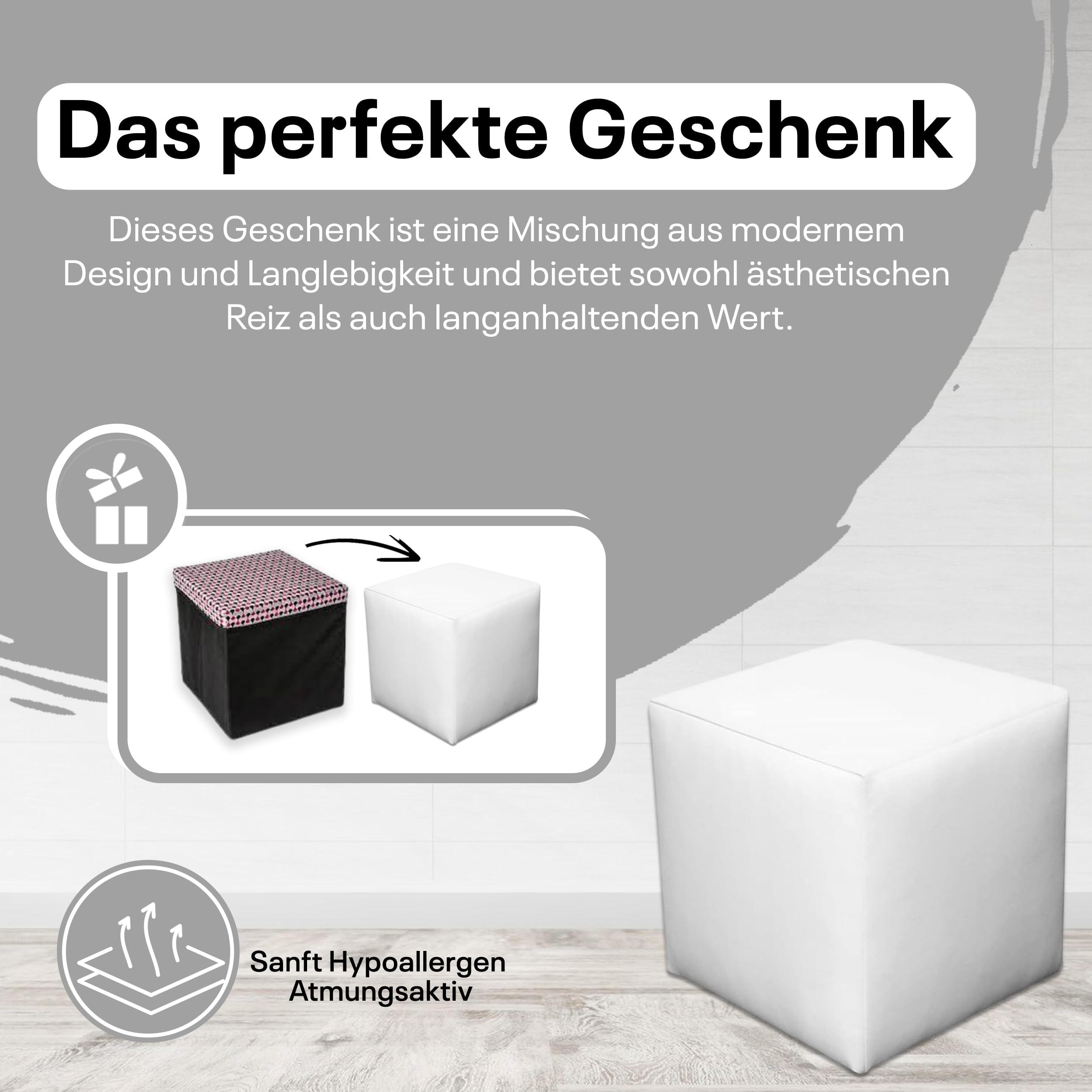 Sitzwürfel / Siège Pouf - Blanc, 40X40X40 Cm, Assise Rembourrée En Simili Cuir, Confortable Pour Salon, Chambre Ou Bureau - 6