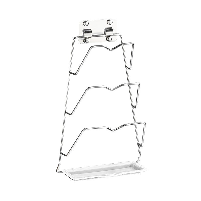 Wielofunkcyjny, 3-poziomowy stojak na garnki montowany na ścianie, z tacką ociekową, wykończenie chromowane, nie wymaga wiercenia.