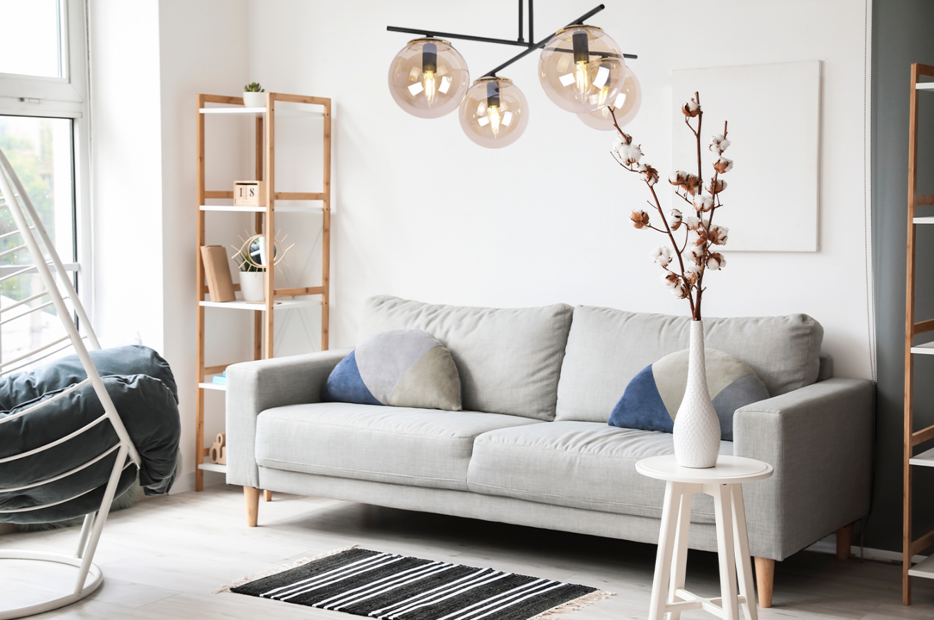 Lampa sufitowa wisząca Modena modern 4xE27 abażur kula miodowa/złota Light Home LH - 4