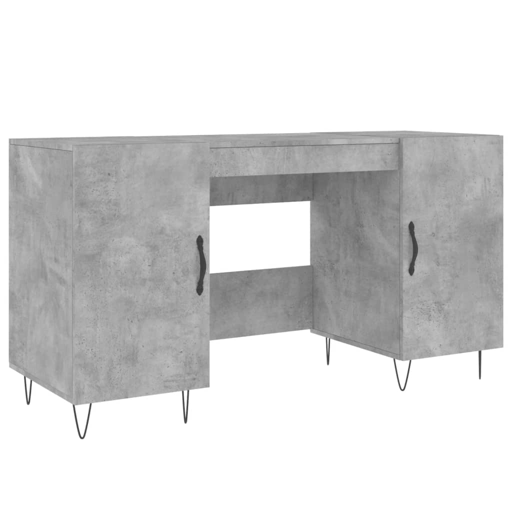 Bureau，Table de travail，Table d'étude gris béton 140x50x75 cm bois d ...