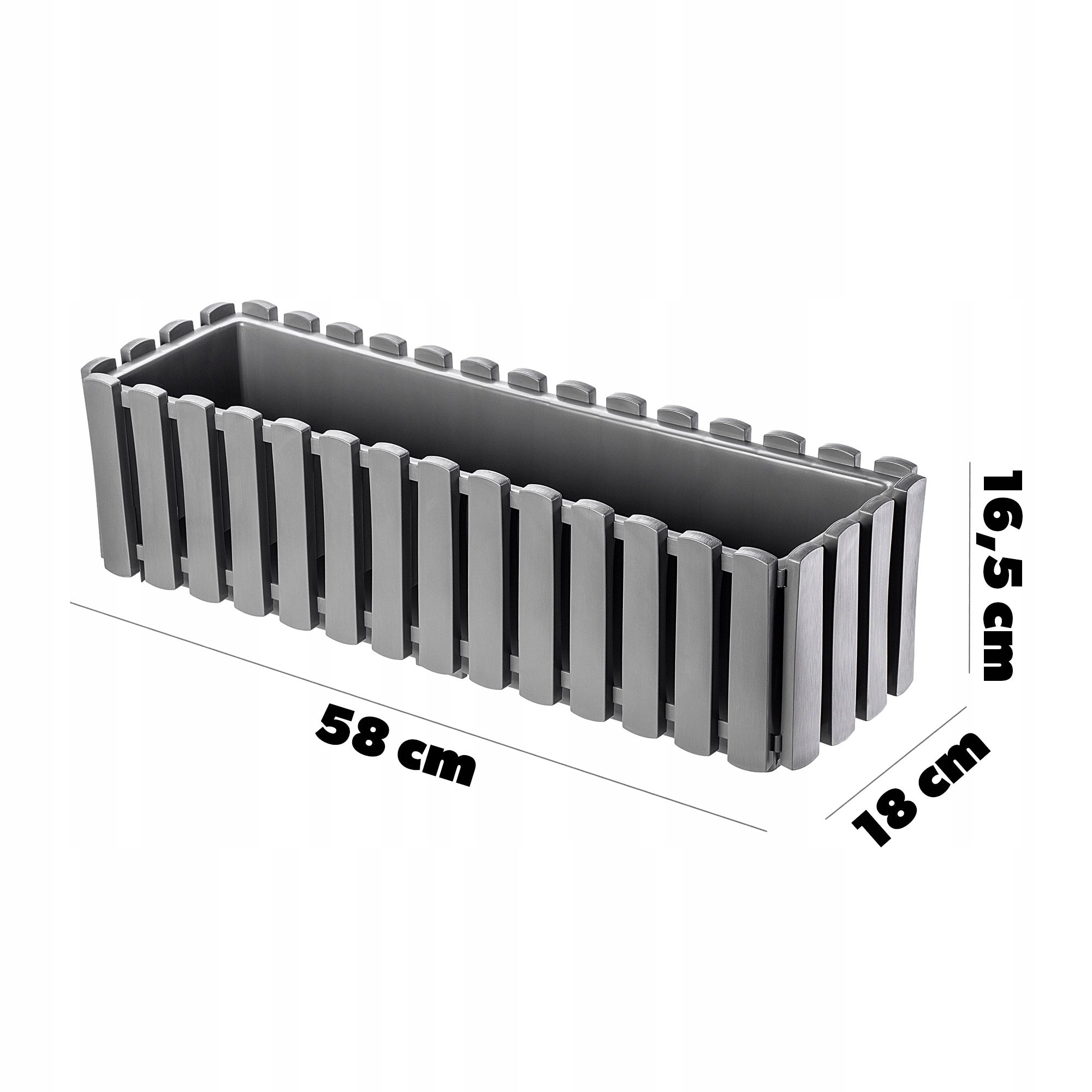 SKRZYNKA BALKONOWA DONICZKA DONICA NA KWIATY 58x18x16,5 cm SZARA BALKON - 2