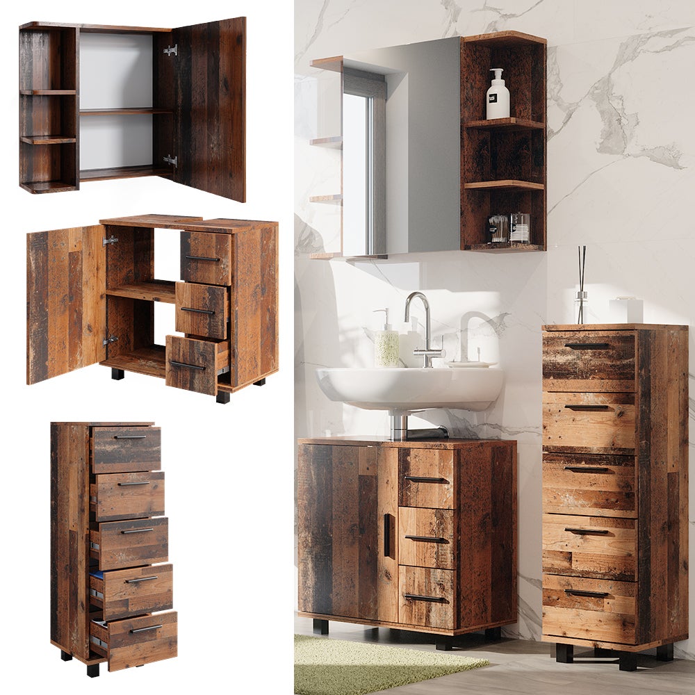MEUBLE SOUS-VASQUE MEUBLE de salle de bain Fynn 80 cm chêne vert Vicco