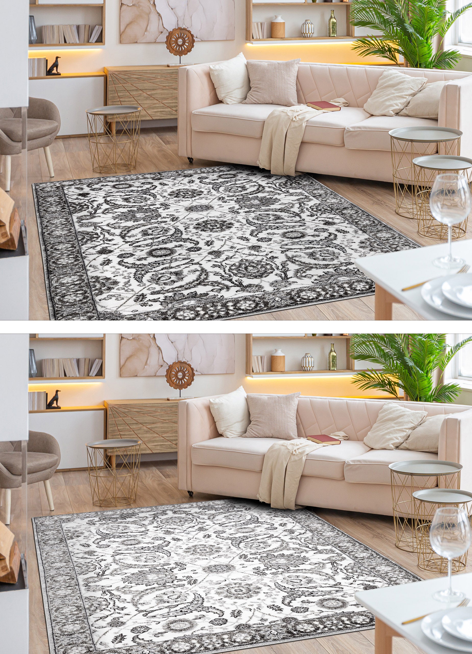 Dywan MATEO 8037/644 Klasyczny ramka, kwiaty - strukturalny szary 140x190 cm - 5