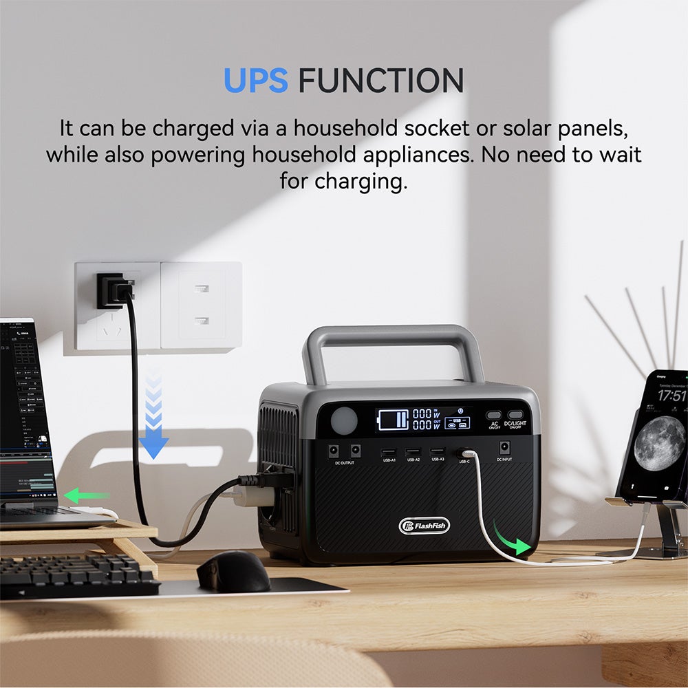 Station d'Énergie Portable Flashfish BP030B 300W, 230.4Wh LiFePO4, 600W de Puissance de Pointe, Recharge Pendant l'Utilisation - 2