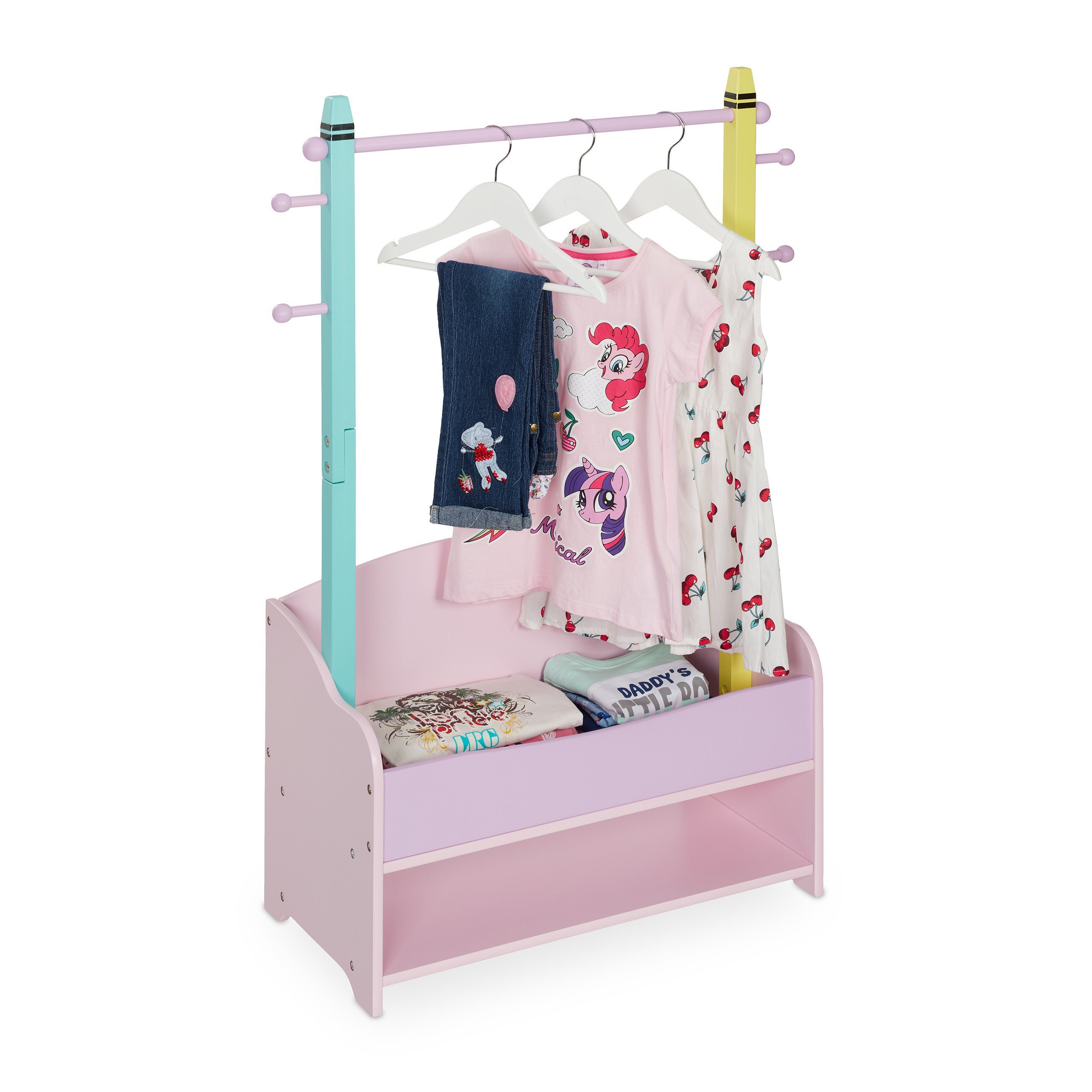Stand Appendiabiti Relaxdays Per Bambini - Legno Colorato, Con Scomparti, HxLxP: 100,5x71x30cm - Foto 8