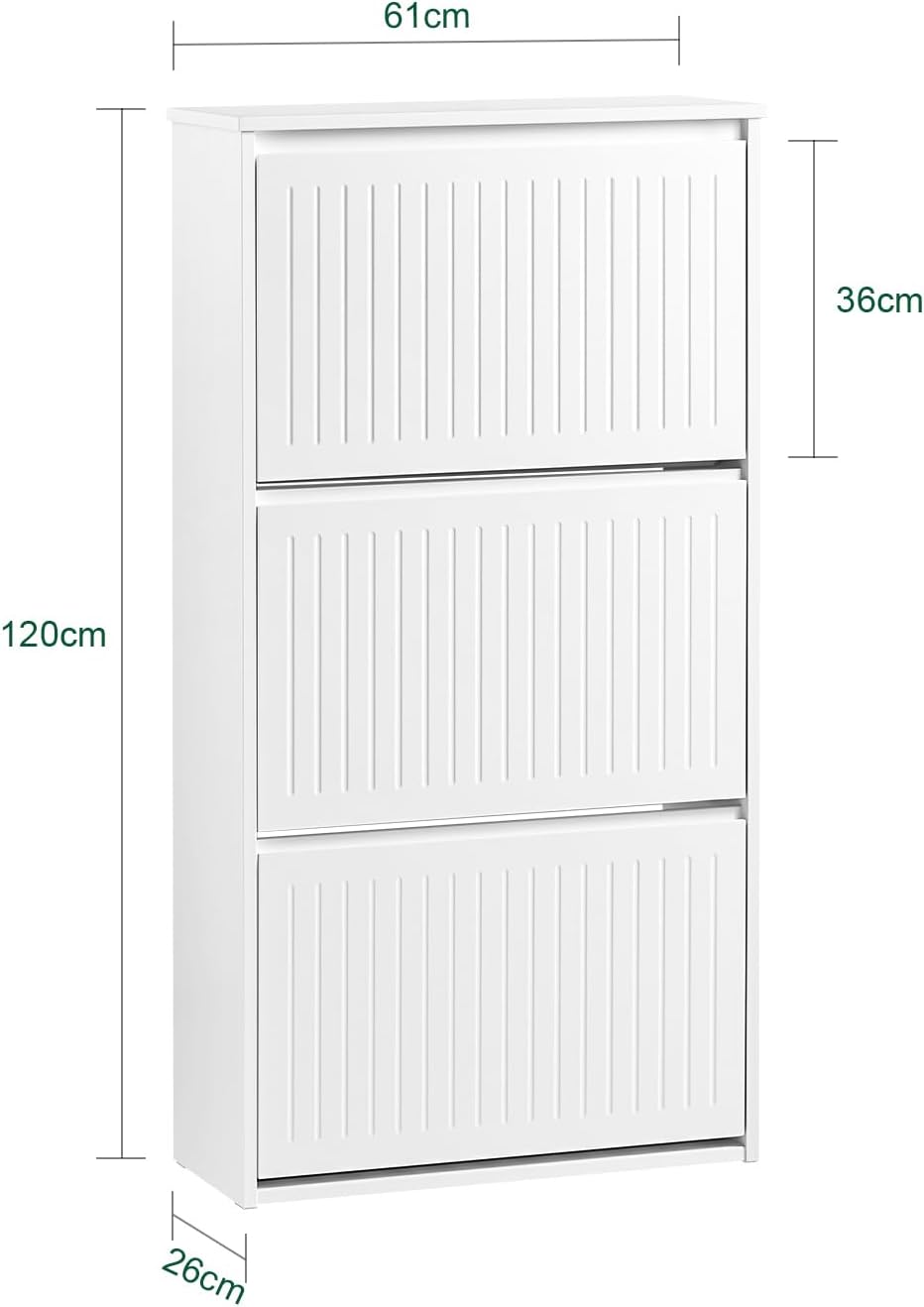 SoBuy Meuble à Chaussures Meuble d'entrée Meuble de Rangement à Chaussures avec 3 Abattants, Blanc, FSR165-H-W - 2