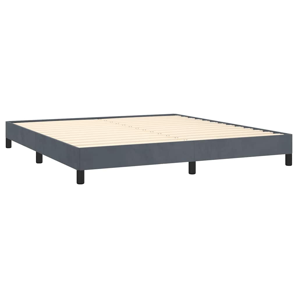 Cadre de lit gris foncé 193 x 203 cm en velours - 3