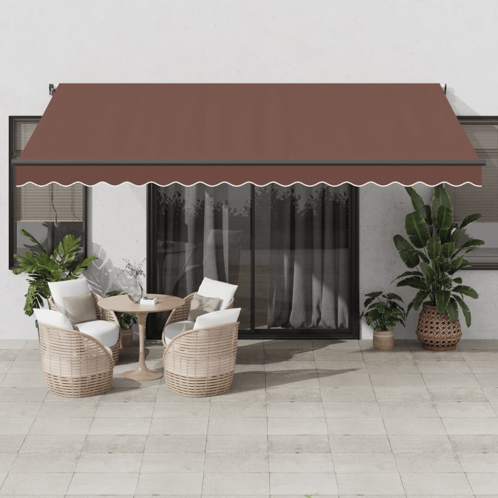 VidaXL Tenda da Sole Retrattile Parasole LED 4,5x3 m Arancio e Marrone