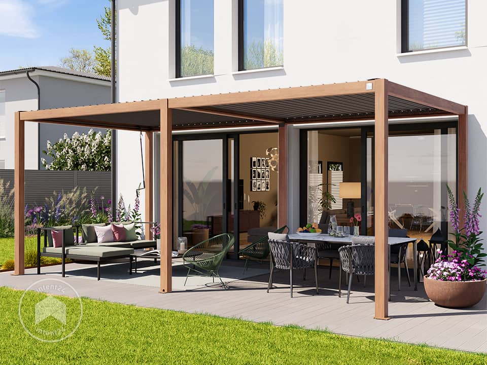 Pergola Aluminium 3x6m PRIMEYARD - Lames Orientables Acier - Anthracite