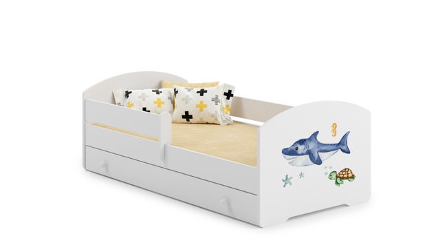 Letto Bambini BDW 160x80cm - Con Materasso, Cassetto E Protezioni, Verde, Fino A 90kg - Foto 3