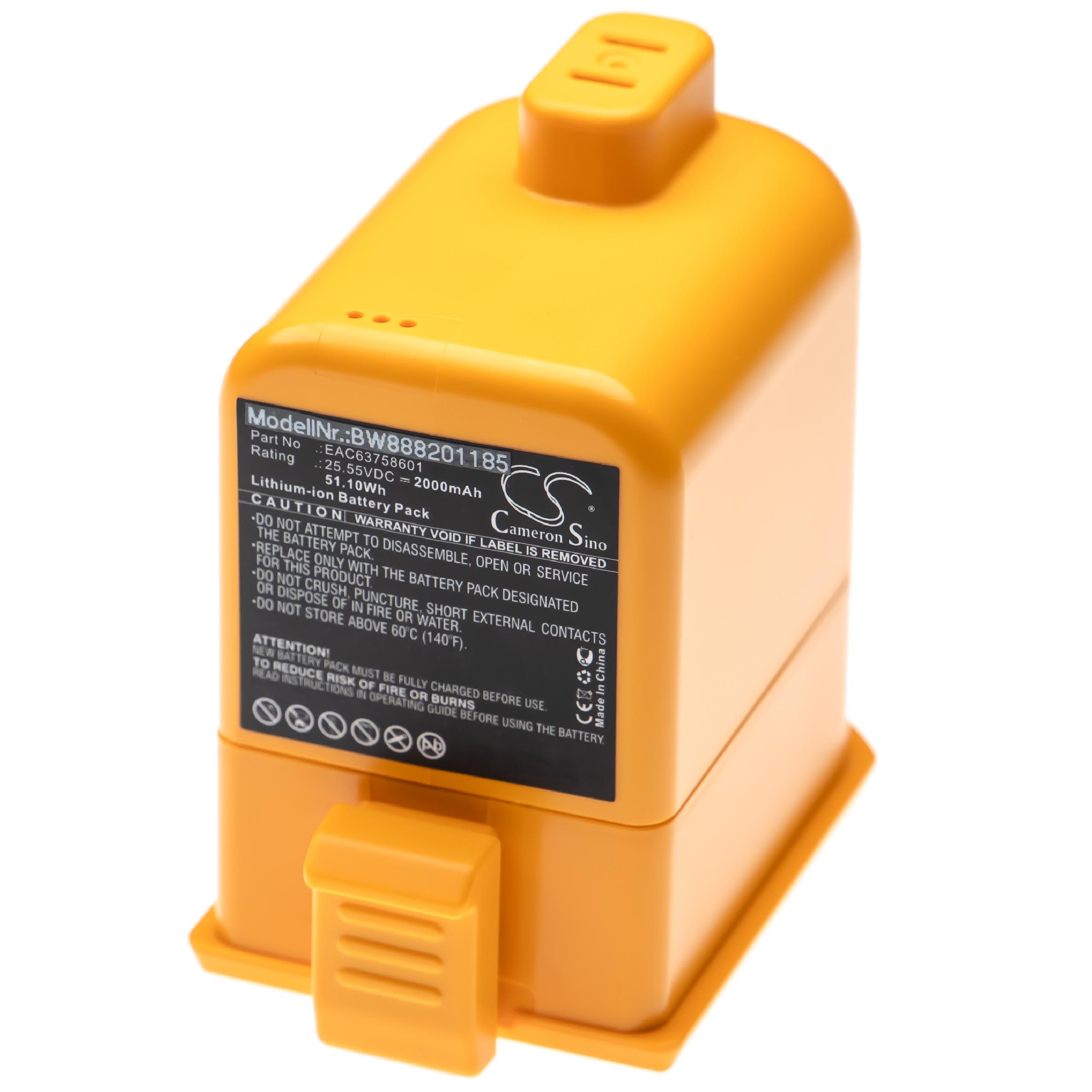 vhbw Batterie compatible avec LG A939KBGS, A958SK, A9M, A958, A958SA, A927KVMS, A929KVM, A9MASTER2X aspirateur orange (2000mAh, 25,55V, Li-ion) - 5