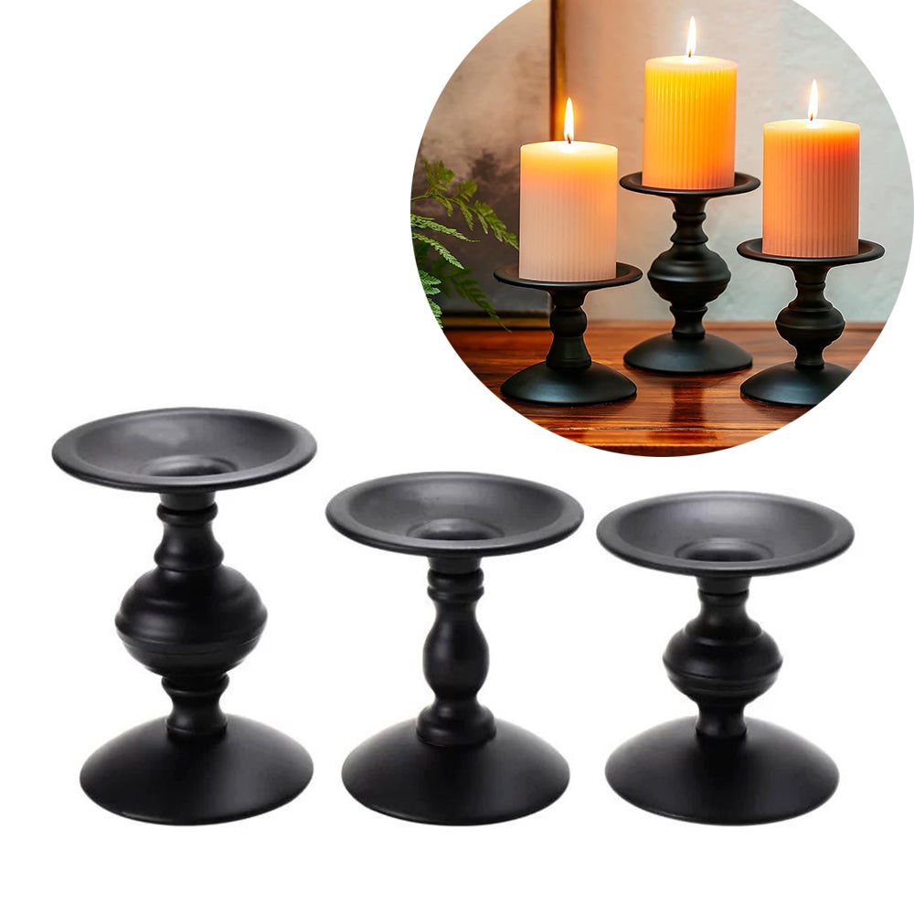 Set 6 Portacandele In Metallo, Stile Retrò, Nero Opaco, Per Candele Diametro 2 Cm, Decorazione Per Camino, Tavolo, Matrimonio