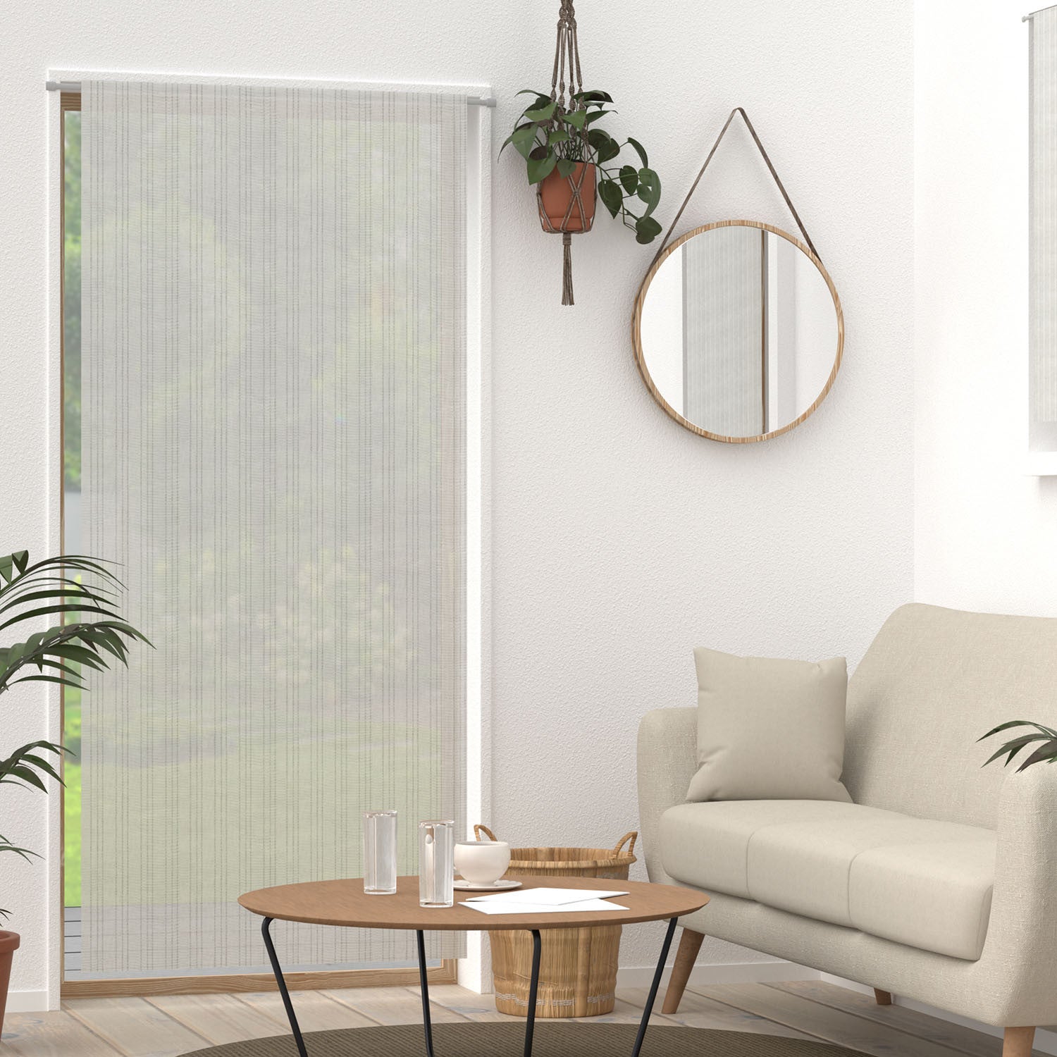 Voilage Porte-fenêtre Bella Argent 90x200cm - Jacquard Polyester Prêt à Poser