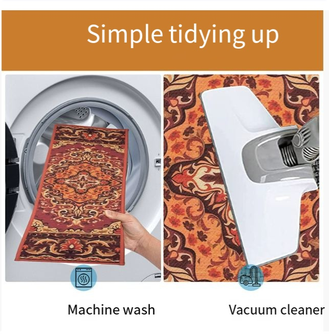 Tapis d'escalier à motifs 3 pièces, marches d'escalier domestiques, résistant à la saleté, silencieux, antidérapant, 76 x 20 cm - 4