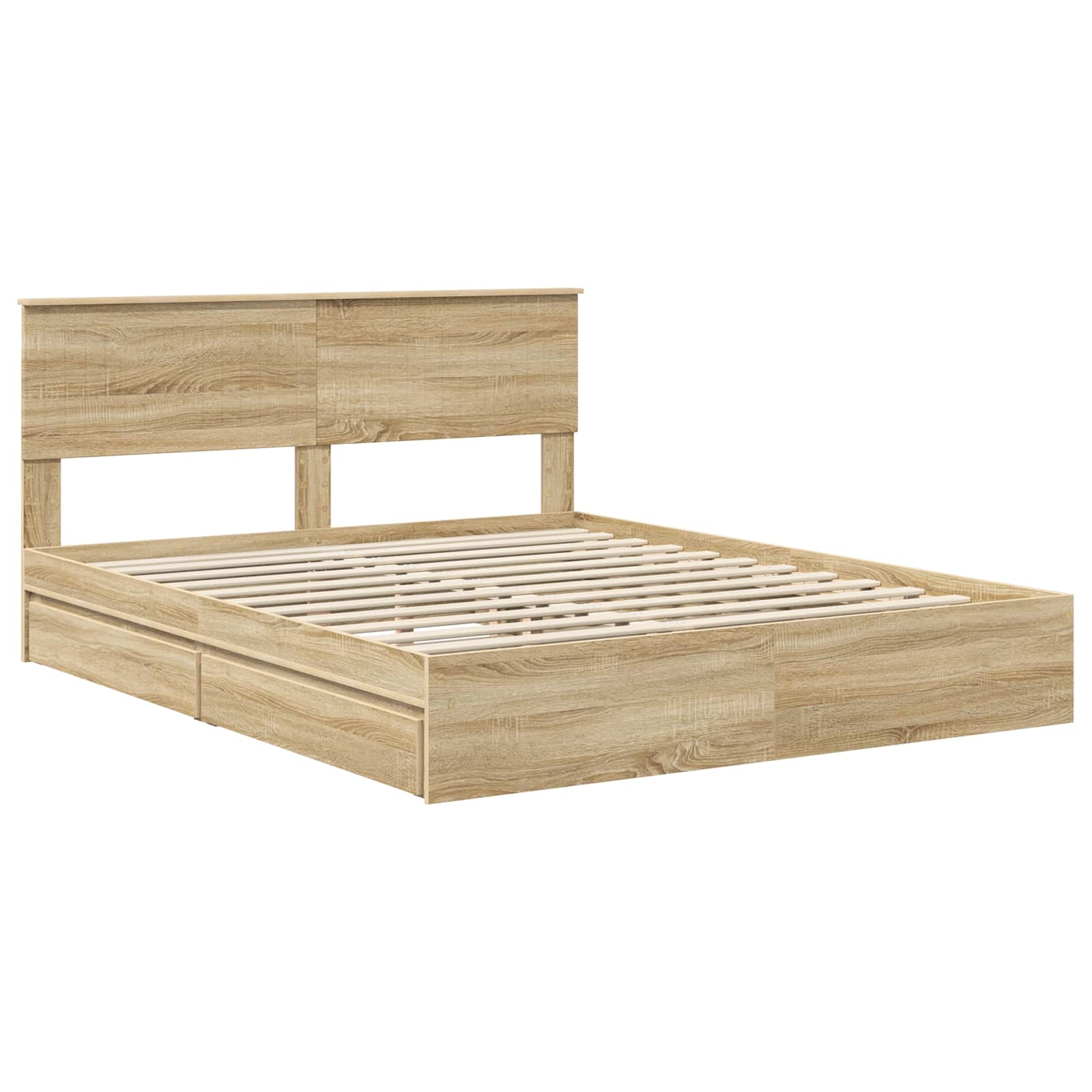 Lit de rangement chêne 160 x 200 cm panneau de bois - 4