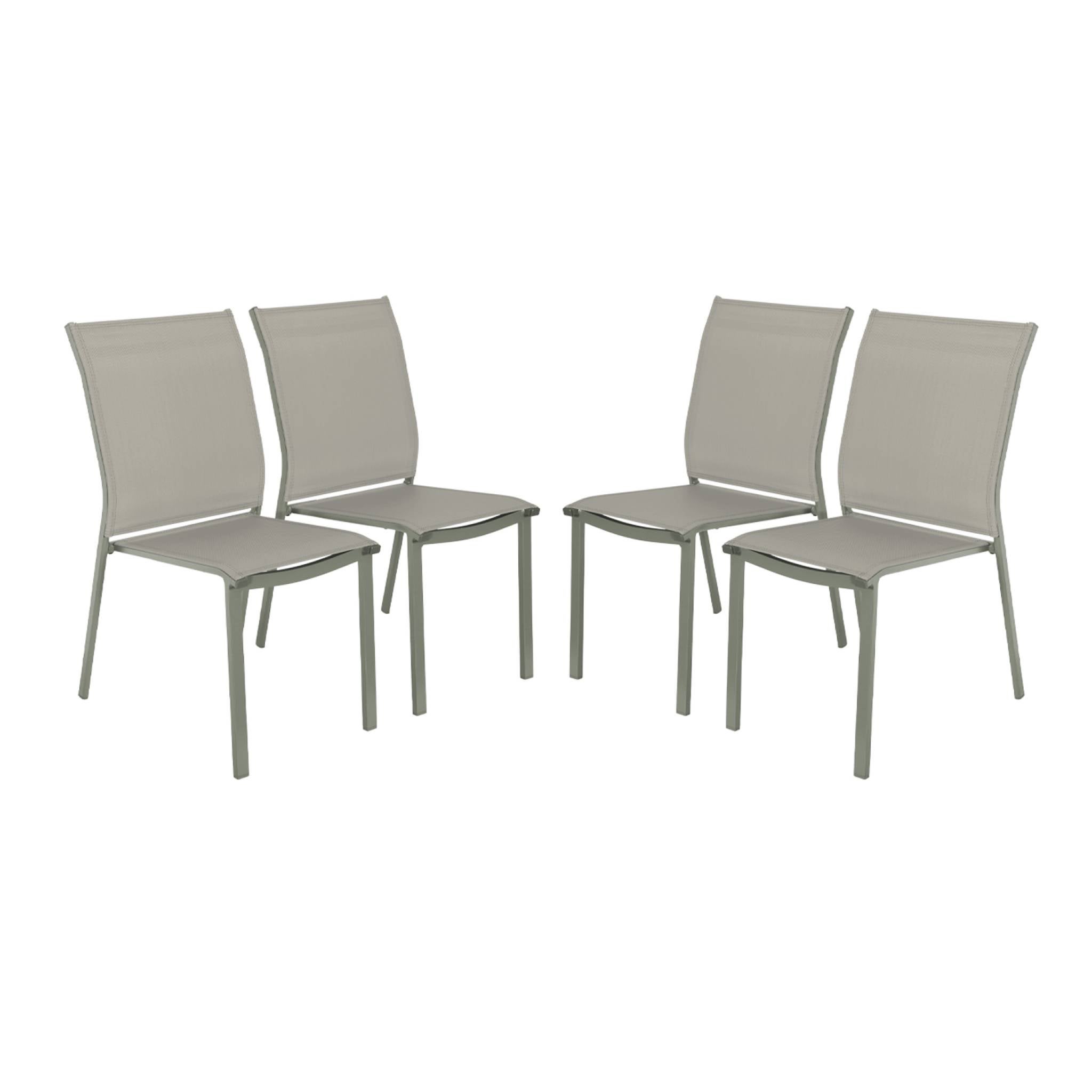 Lot de 4 chaises de jardin CLEVELAND empilables aluminium et textilene kaki. 64.5 x 45.5 x 89.5 cm BUFFALO - 2