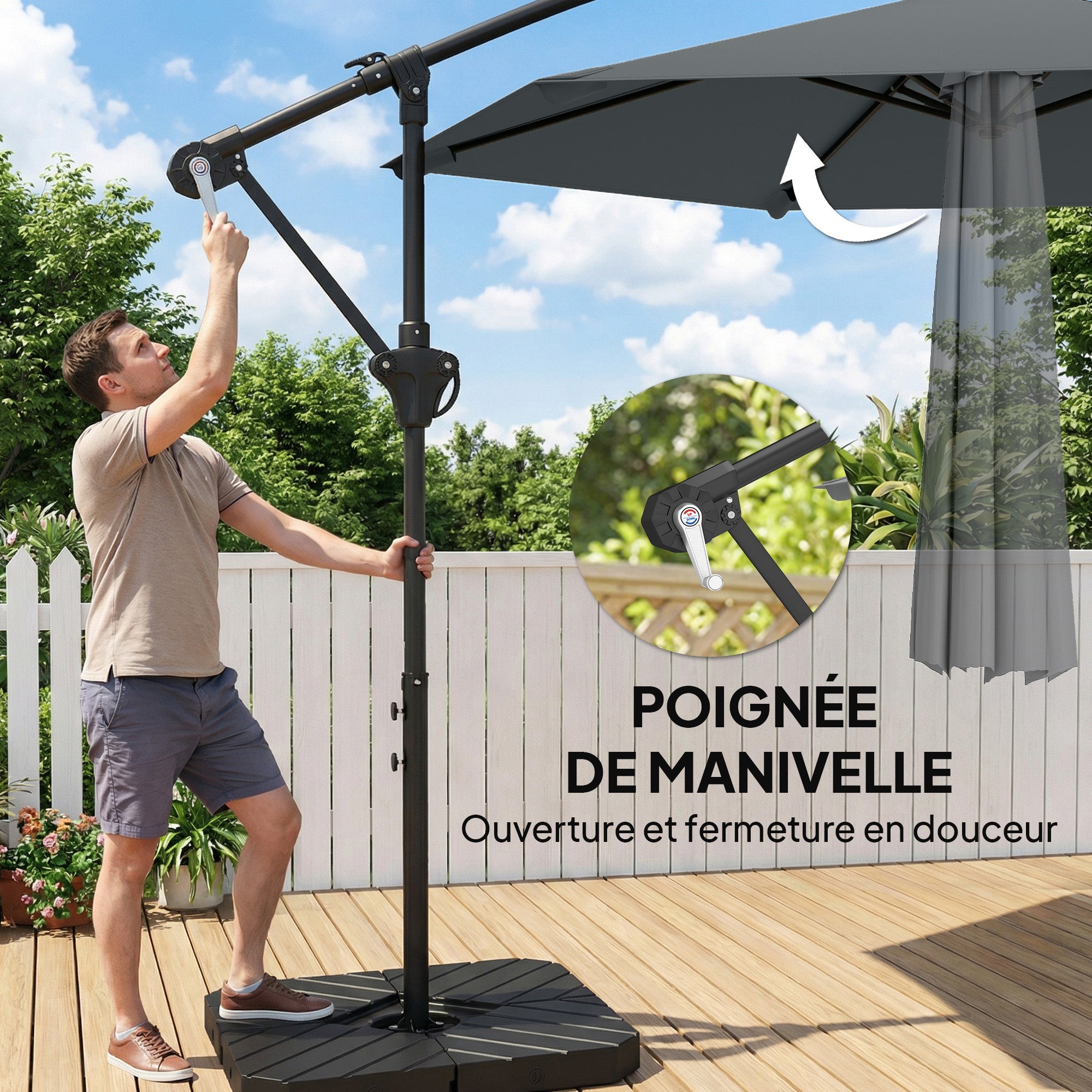 Parasol déporté métal Outsunny - 8