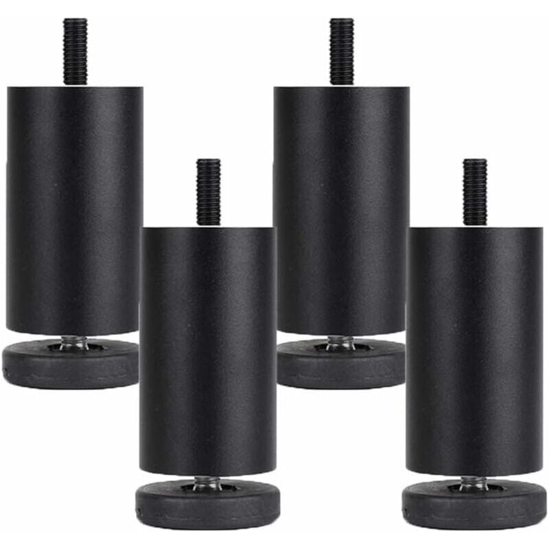 4 sztuki regulowanych nóżek do mebli, nóżki do mebli ze stopu aluminium, okrągłe metalowe nogi do mebli, nogi do stołu, sofy, łóżka, czarne (10 cm)
