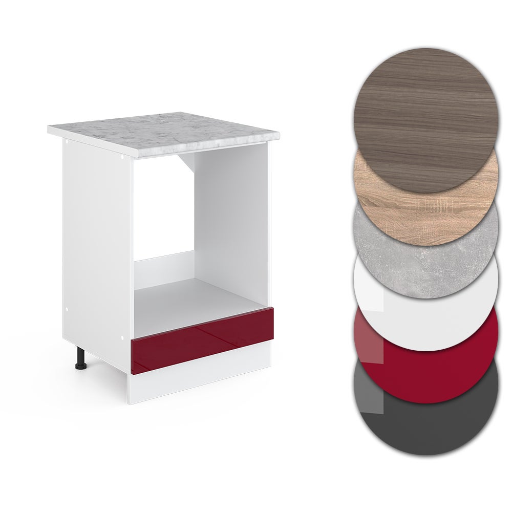 Vicco Meuble pour four R-Line, Rouge brillant, 60cm , PT Marbre - 4