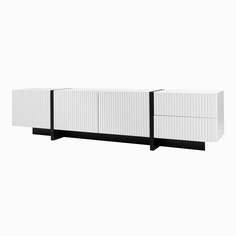 Nowoczesna szafka RTV z 3 drzwiami i 2 szufladami, dużą przestrzenią do przechowywania, eleganckim designem do nowoczesnego salonu - 7