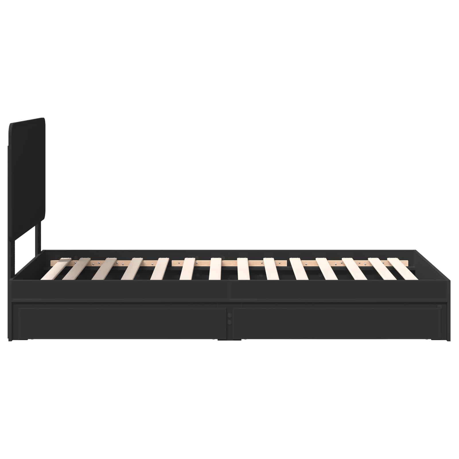 Lit de rangement avec tiroir noir 75 x 190 cm panneau de bois - 9