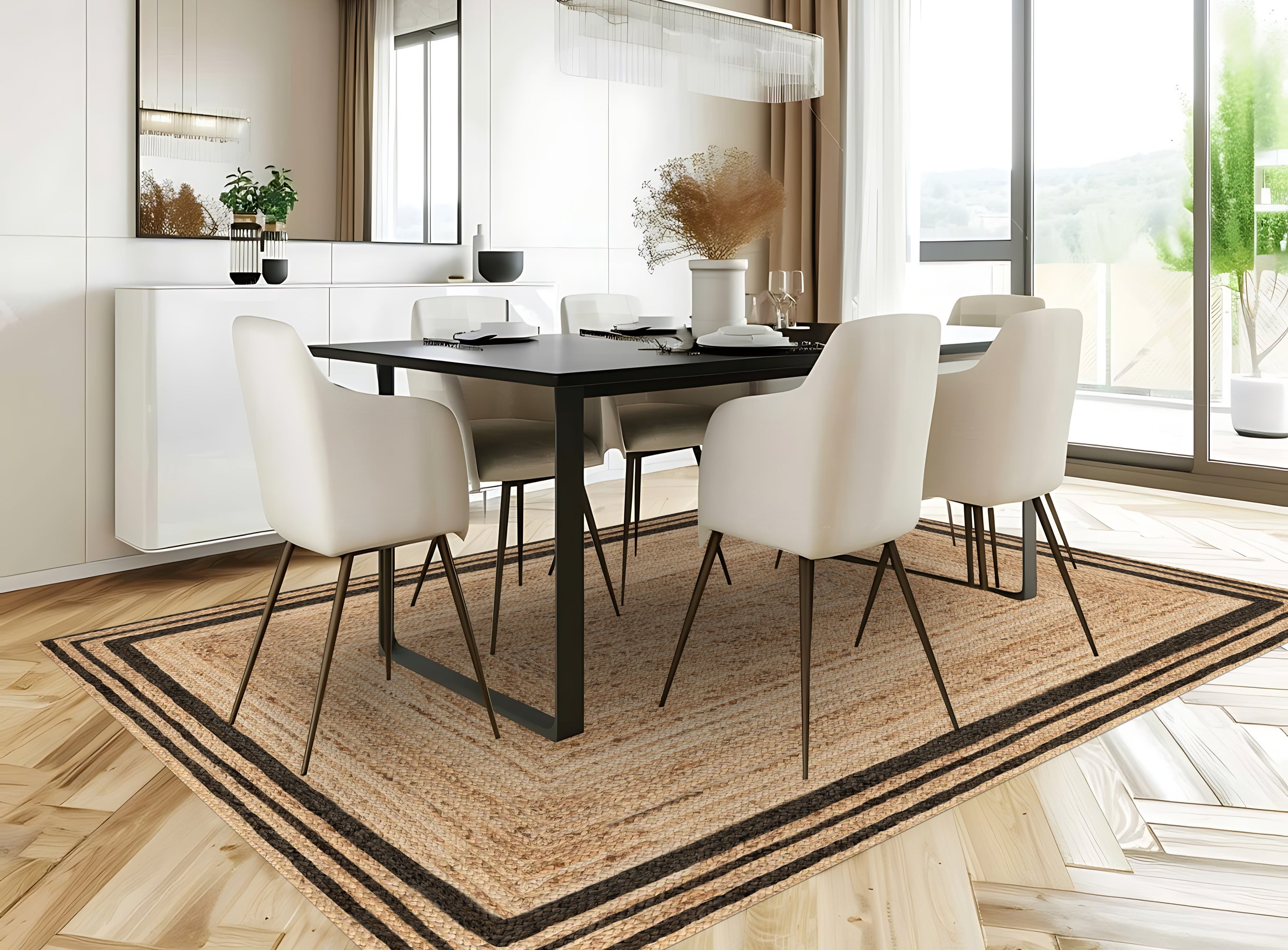 Tapis antidérapant en vinyle, Carthago Noir 66x180 cm - PVC imprimé, lavable, ignifuge, pour le salon et la cuisine - 6