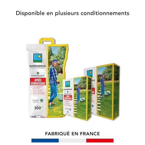 BARENBRUG - Soin Après Démoussage - Limite Réapparition Mousses - Gazon Dense et Résistant - Germe Très Rapidement - Semences avec Enrobage - 3KG - 5