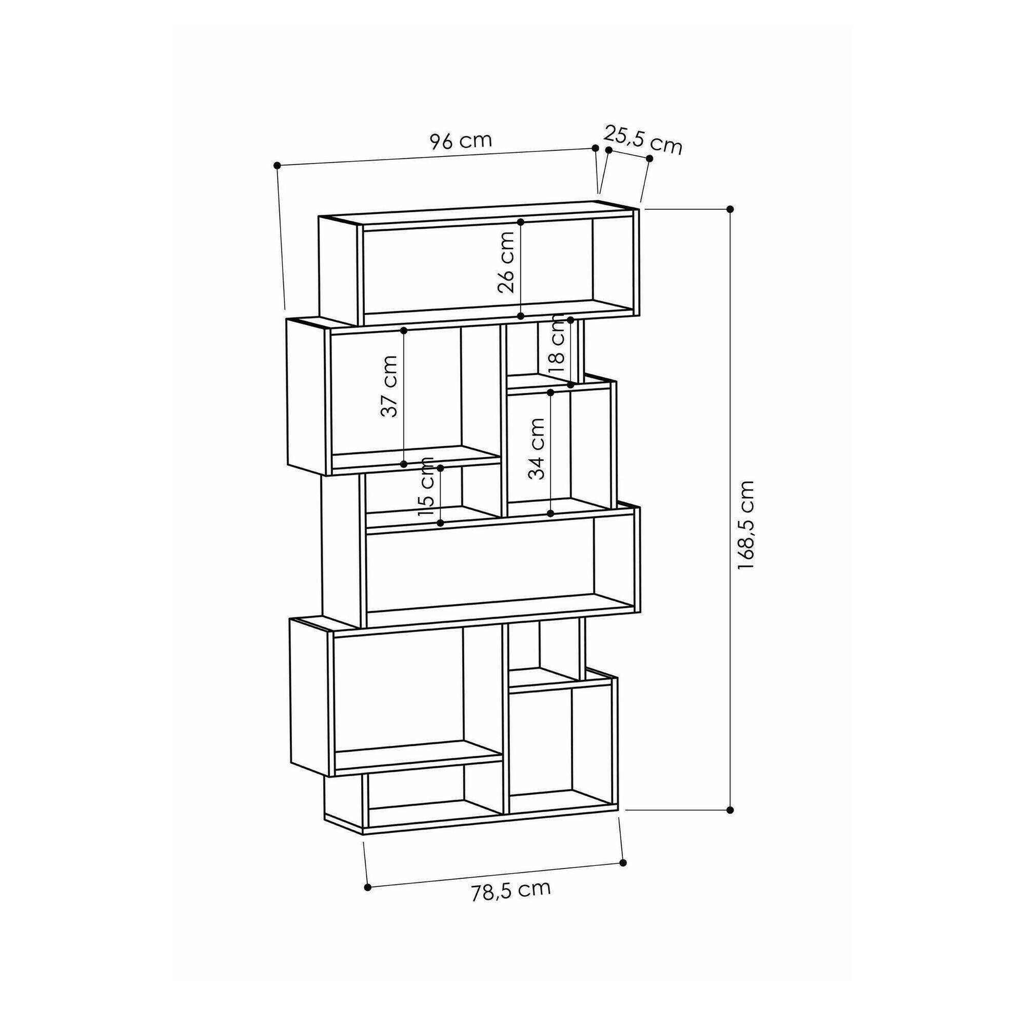 Libreria Casimira, Scaffale da ufficio, Mobile portalibri, Biblioteca, 96x26h169 cm, Quercia - 3