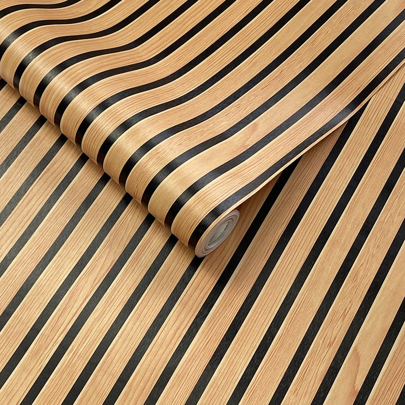 Tapeta imitująca drewno, brązowa, panele akustyczne, efekt 3D, panele drewniane skandynawskie, wygląd naturalny, nowoczesna, 10 x 0,45 m
