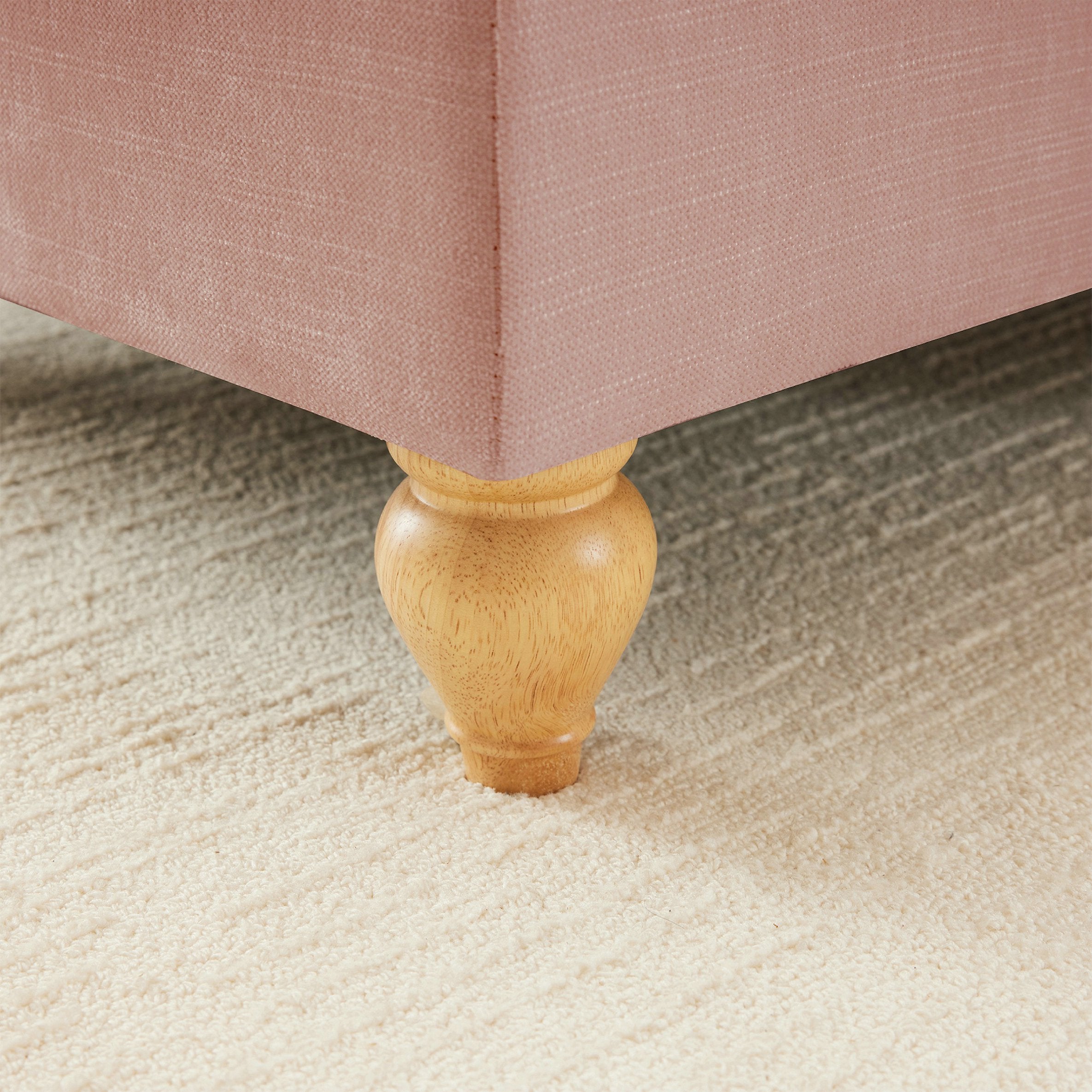 Élégant canapé d\'angle 2 places style Mid-Century - avec accoudoirs évasés - jupe à volants amovible - en chenille confortable rose - 4
