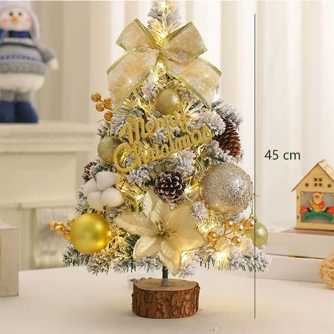 Mini albero di Natale artificiale da 45 cm, con illuminazione a Mini albero di Natale artificiale da 45 cm, con illuminazione a
